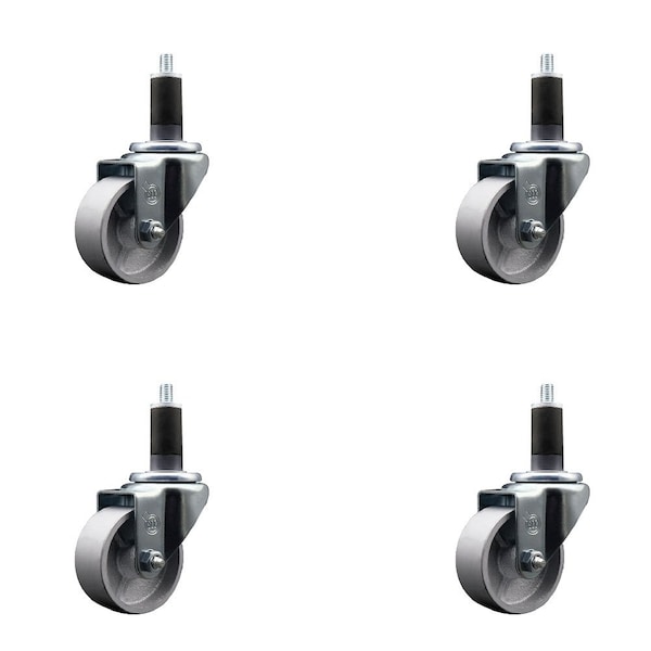 3'' Semi Steel Wheel Swivel 1-1/4'' Expanding Stem Caster Set, 4PK